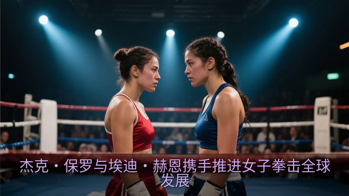 两名女子拳击手在聚光灯下对视